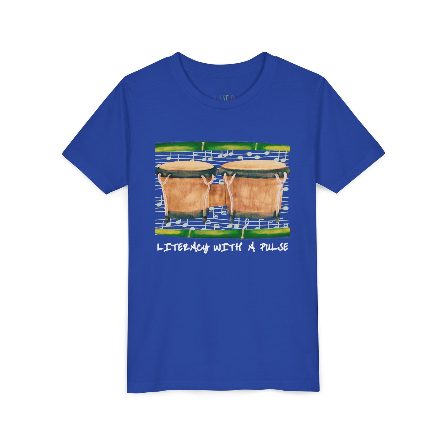 Youth Literacy With a Pulse Tee – Bongo Drum Shirt for Rhythm-Loving Readers