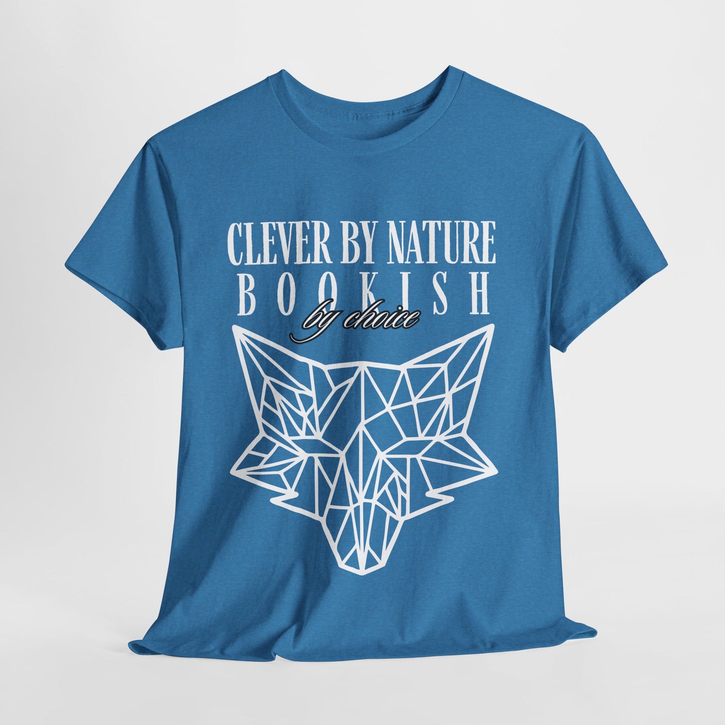 Teen/Adult Unisex – Clever by Nature Tee – Geometric Fox Design for Bookish Minds