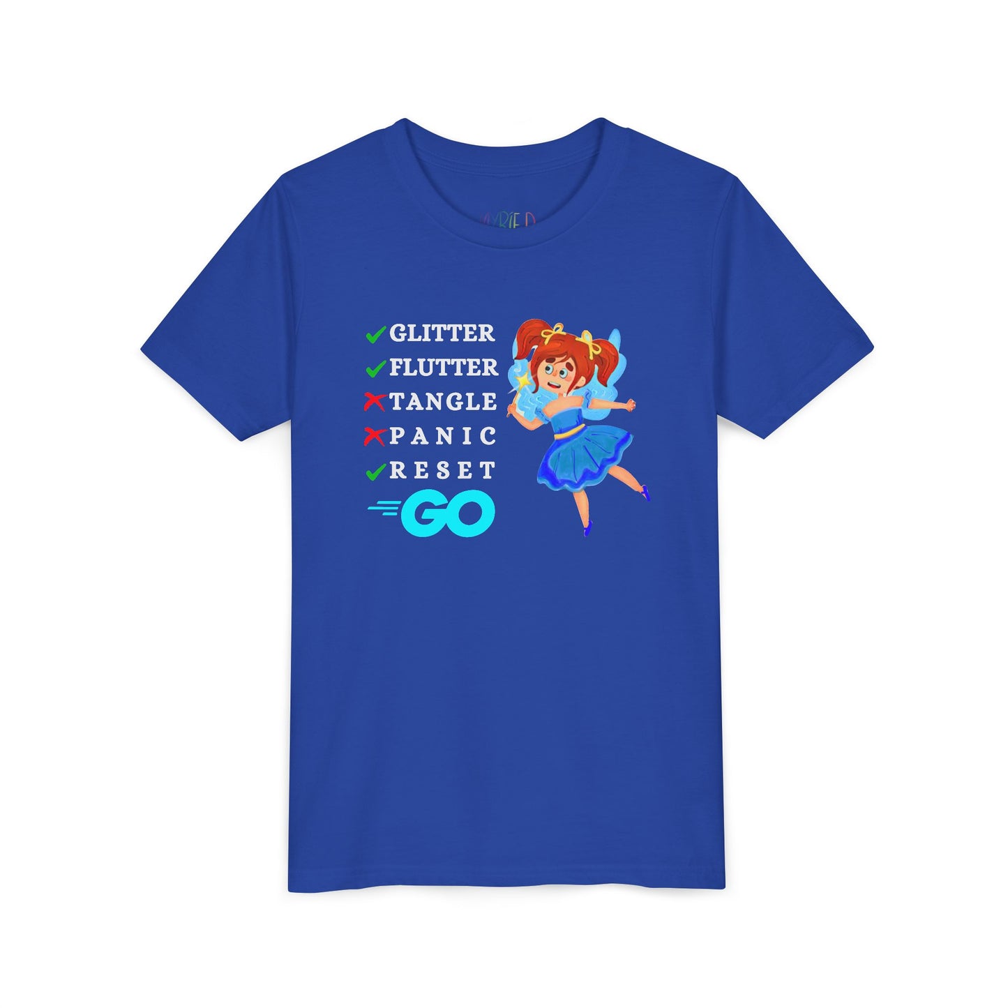 Youth Glitter. Flutter. Reset. GO. Tee – Bounce Back Like a Pro
