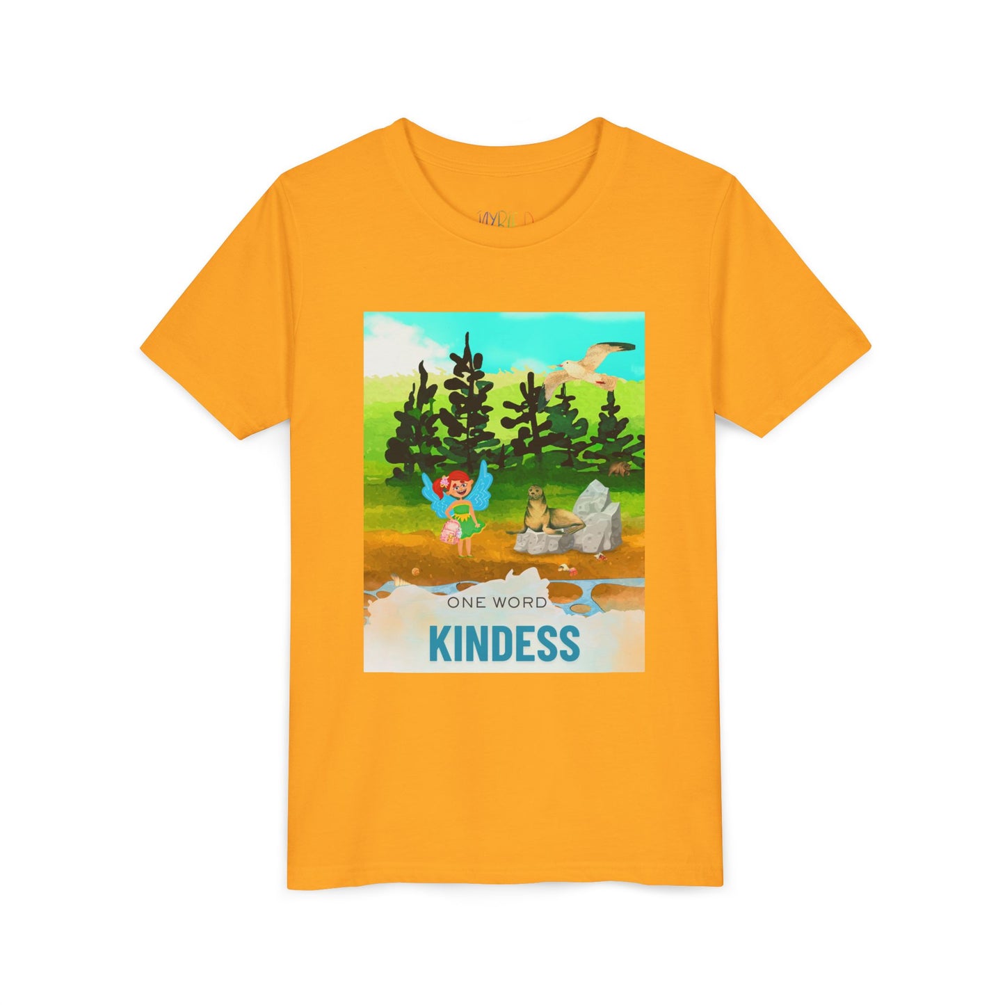 Youth One Word: Kindness Tee – Fairy Forest T-Shirt for Kids, Gentle Message Apparel for Young Hearts