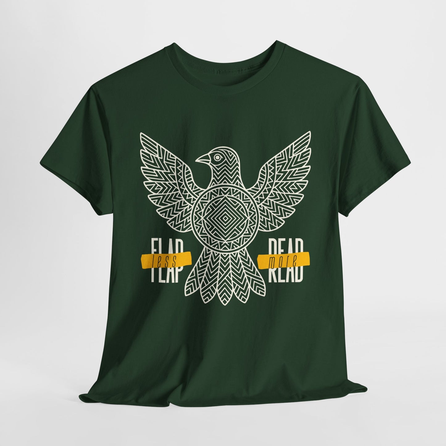 Teen/Adult Unisex – Flap Less Read More Tee – Geometric Bird Book Shirt