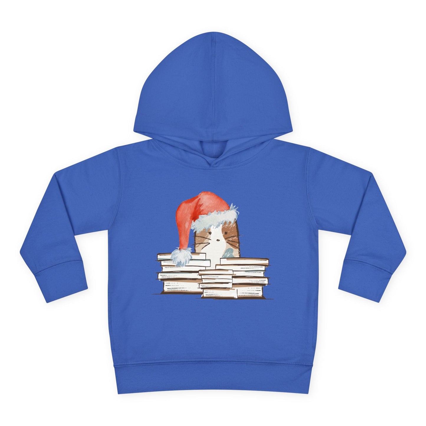 Toddler Santa Kitty Hoodie â€“ Holiday Book Stack Design Printify