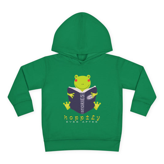 Toddler Hoppily Ever After Hoodie – Frog Reading Stories Design