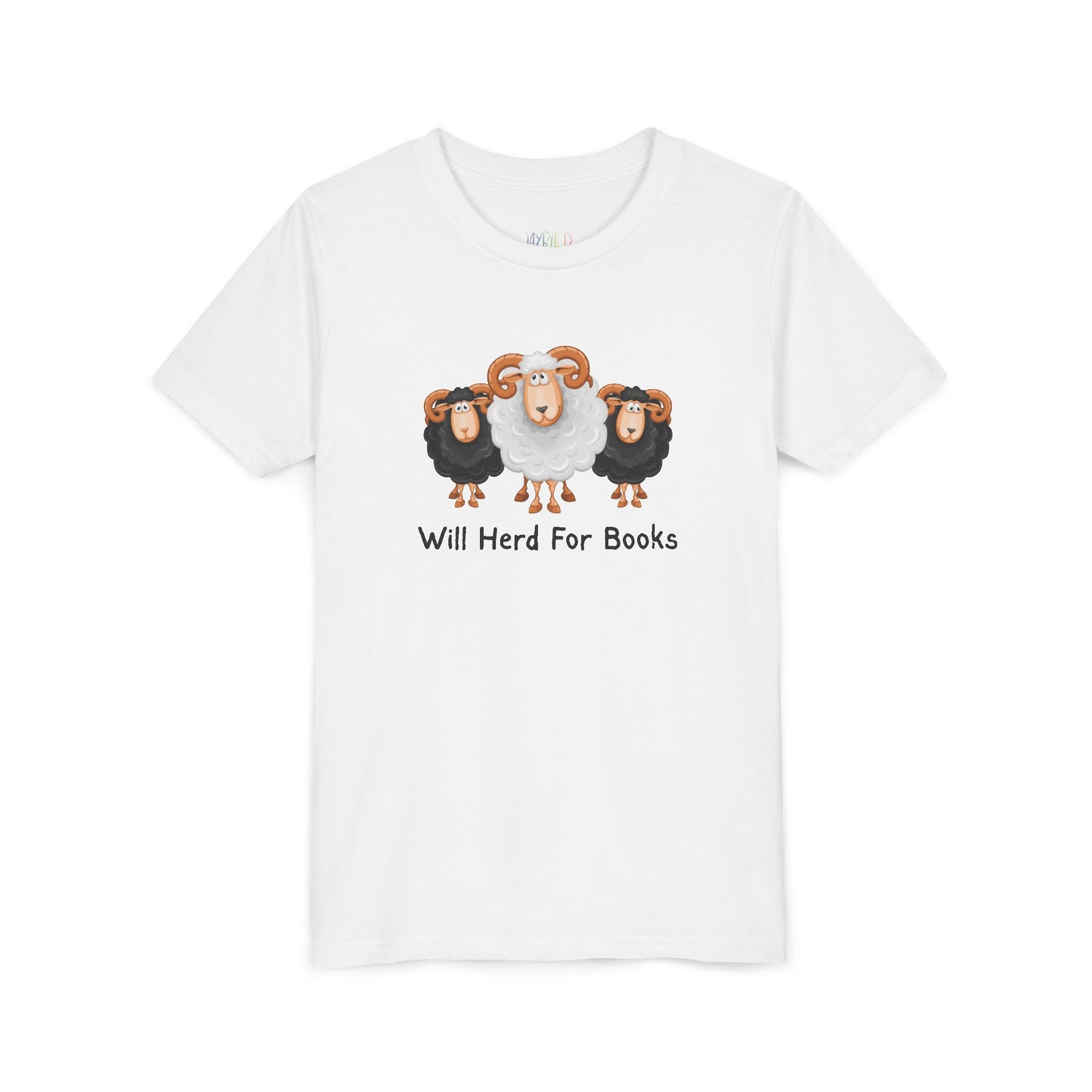 Youth Will Herd for Books T-Shirt – Funny Sheep Tee for Young Book Wranglers