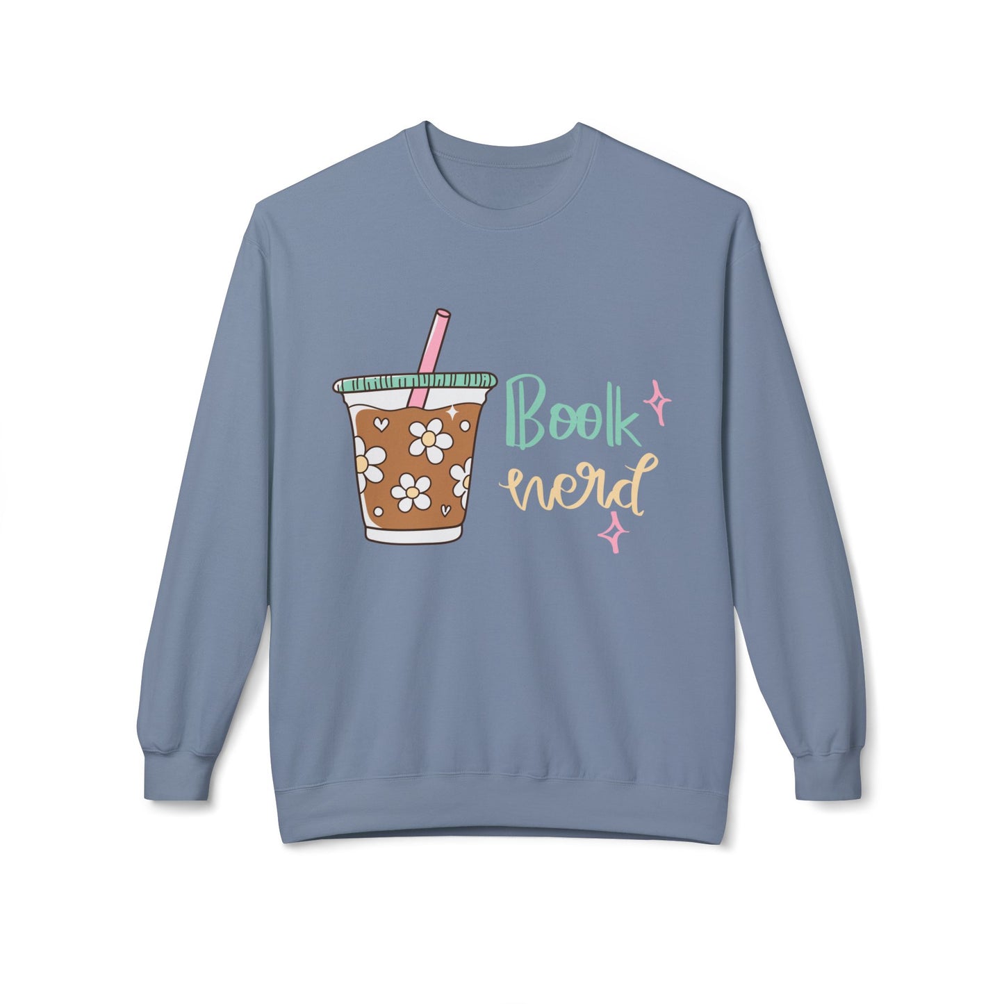Teen/Adult Unisex Book Nerd Sweatshirt – Iced Coffee & Reading Vibes