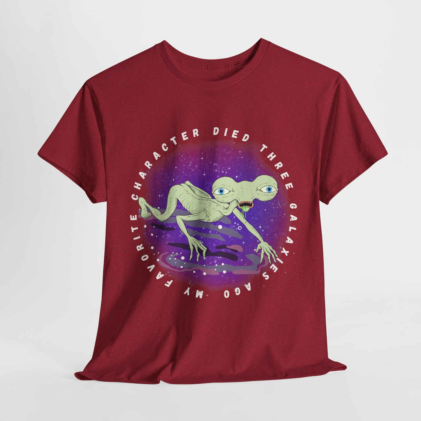 Teen/Adult Unisex “My Favorite Character Died Three Galaxies Ago” Tee – Sci-Fi Grief Club Attire