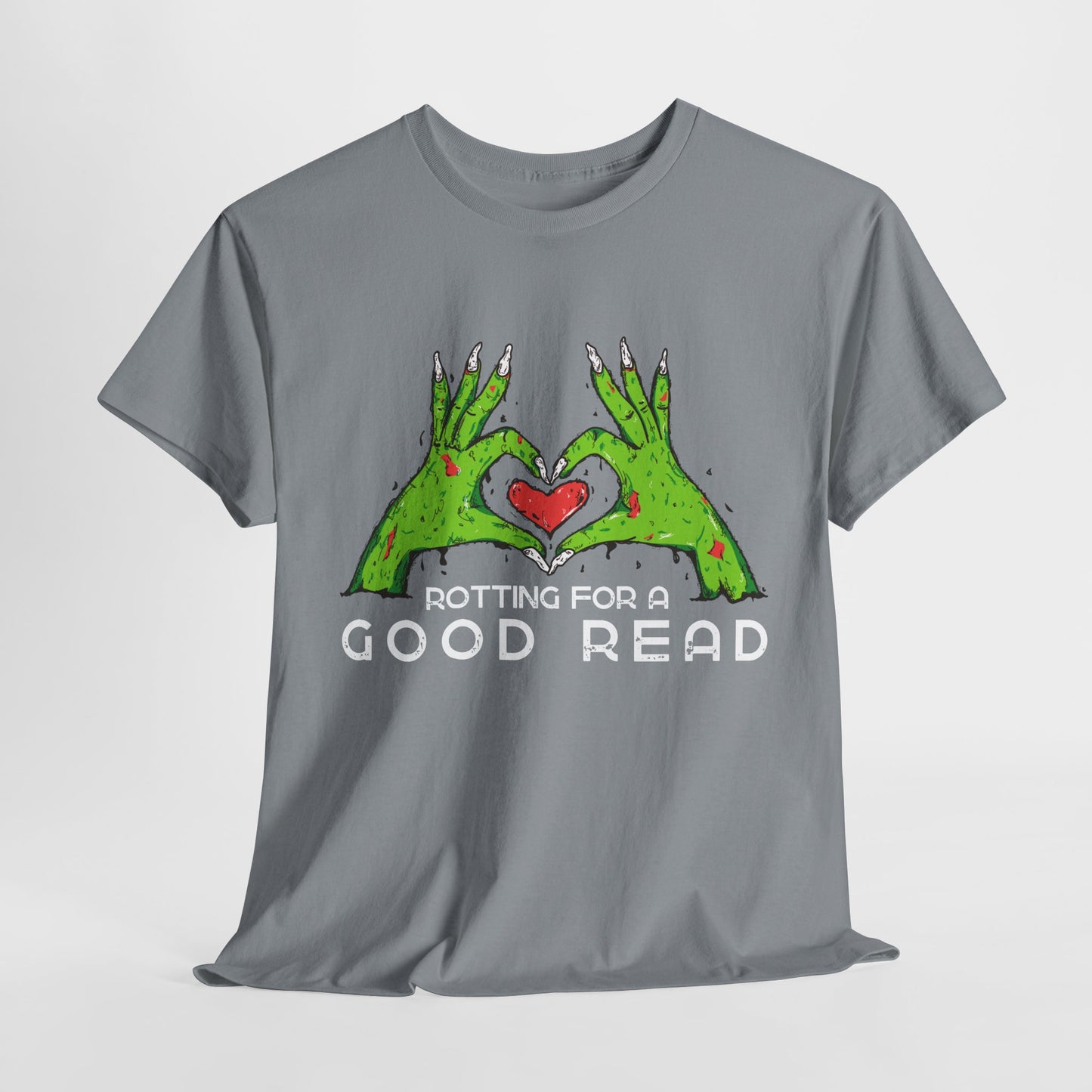 Teen/Adult Unisex "Rotting for a Good Read" Zombie Hands T-Shirt – Creepy Book Lover Tee