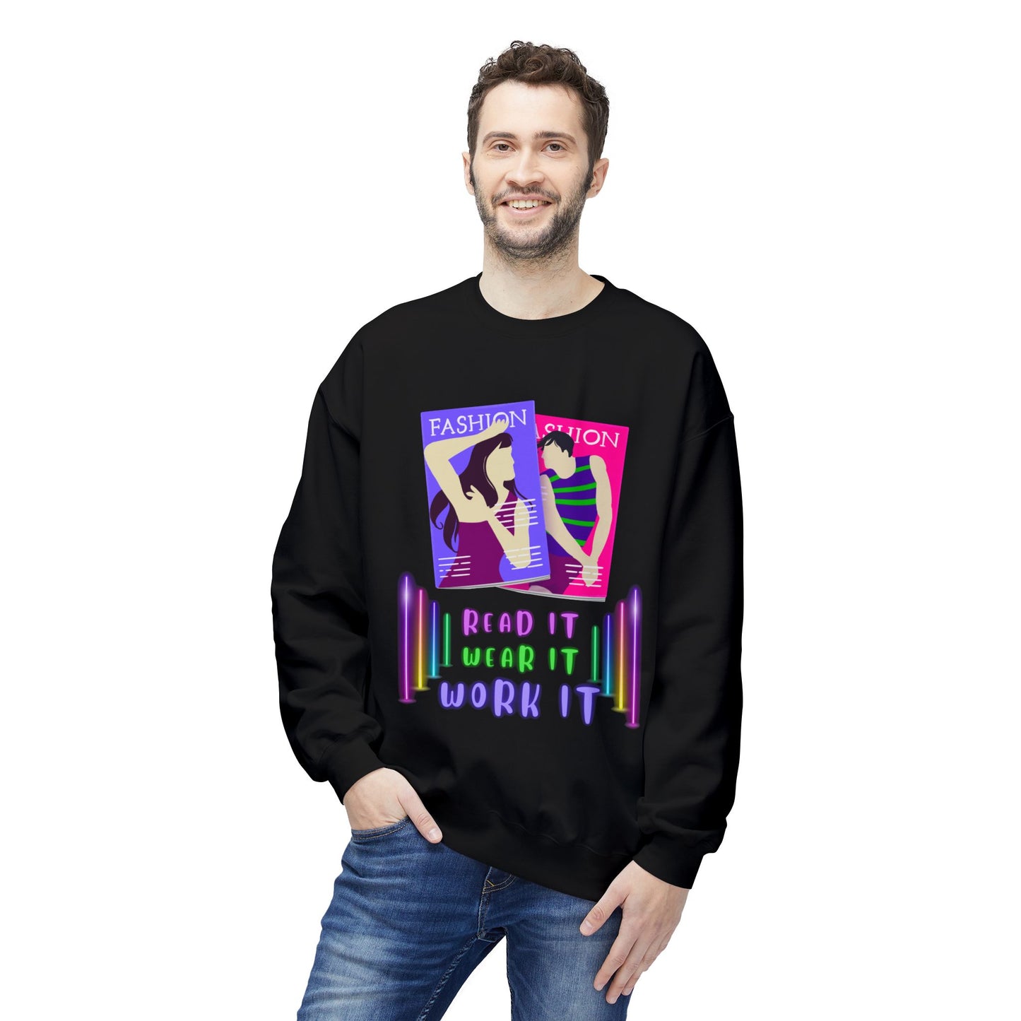 Teen/Adult Unisex Read It, Wear It, Work It Sweatshirt, Fashion Magazine Sweatshirt