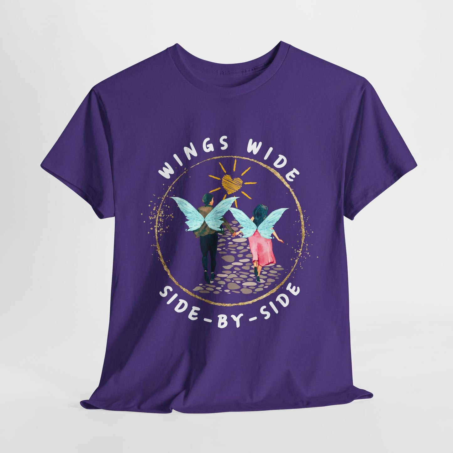 Teen/Adult Unisex Wings Wide Side-By-Side Tee – Wedding & Anniversary Gift for Couples, Inspirational Fairy Tale Apparel