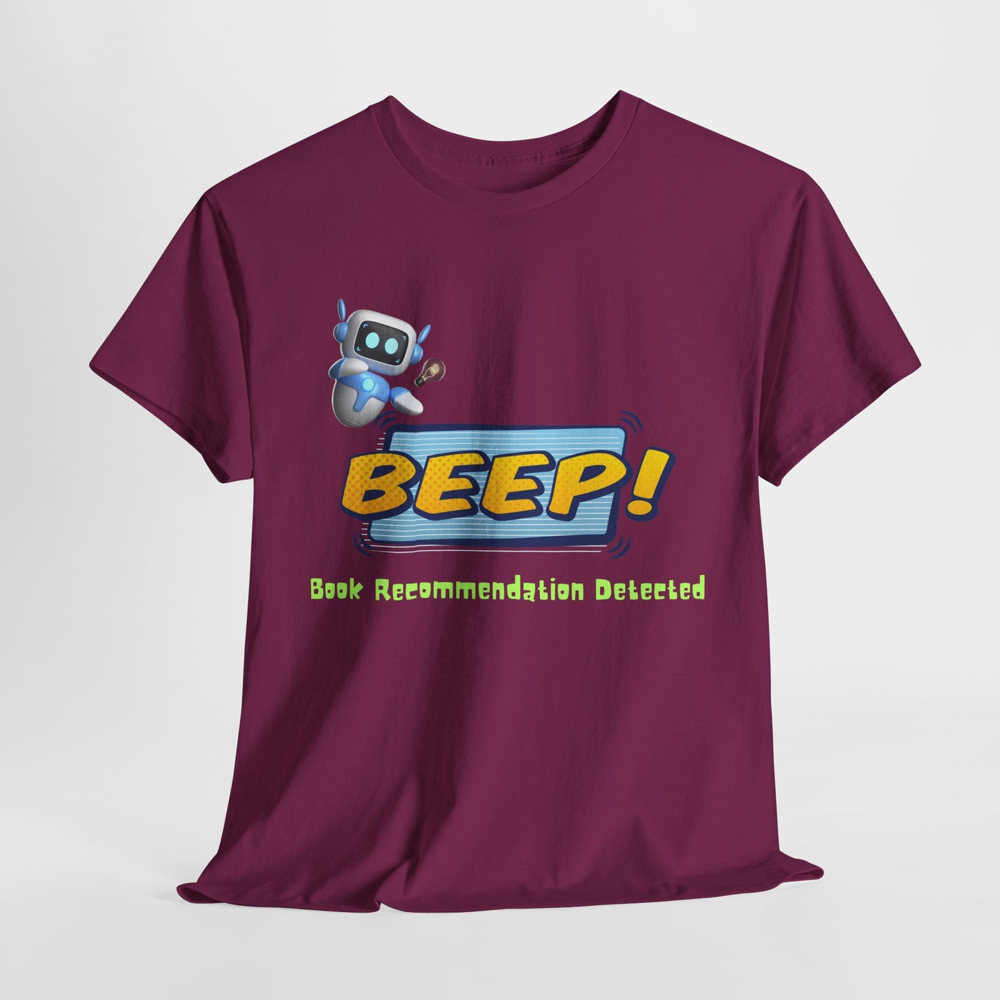 Teen/Adult Unisex BEEP! Book Recommendation Detected Tee – A Geeky-Cool Gift for Readers Who Share the Love