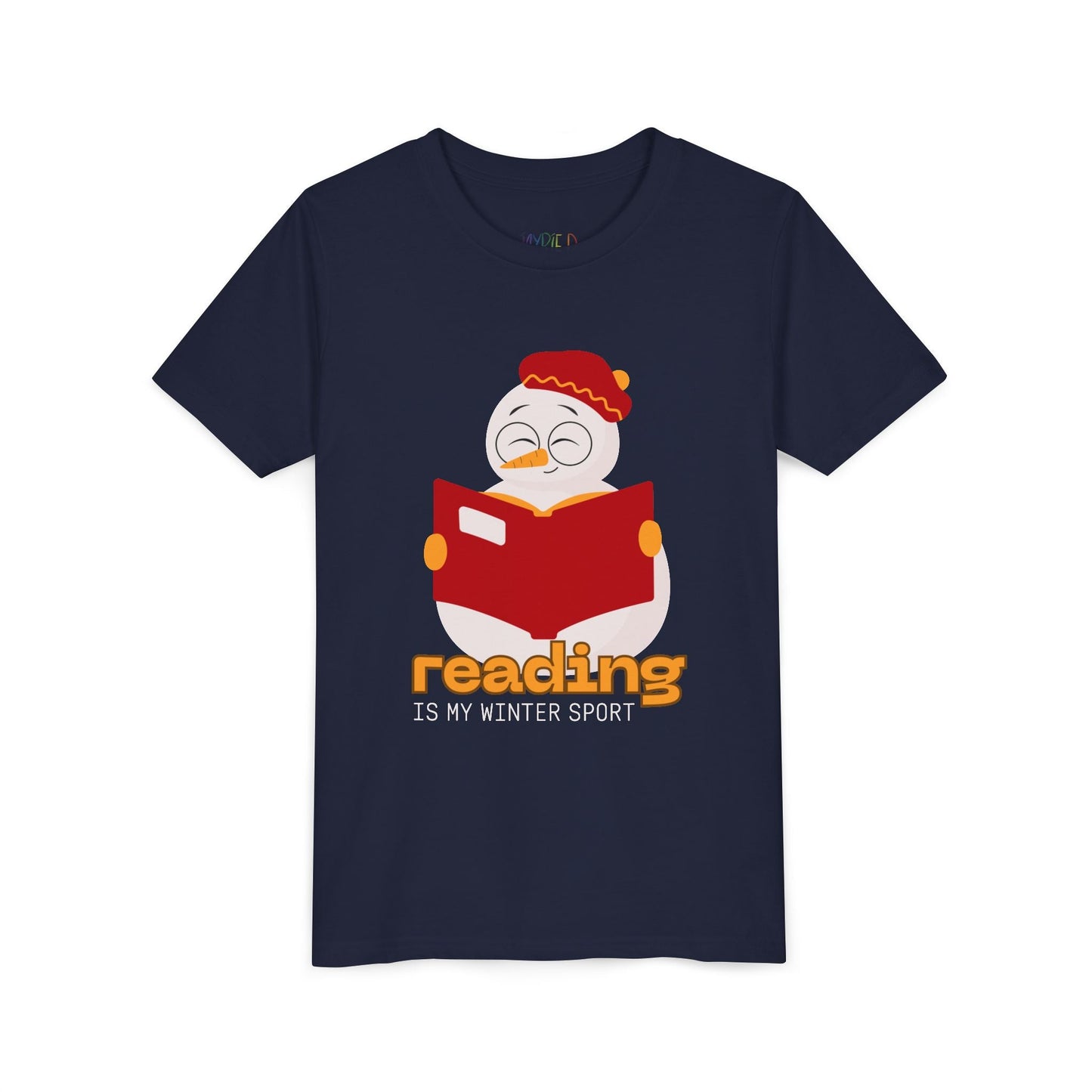 Youth Reading Is My Winter Sport T-Shirt â€“ Cute Snowman Design Printify