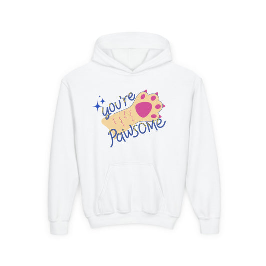 Youth You’re Pawsome Hoodie – Cozy Confidence for Cat-Loving Kids