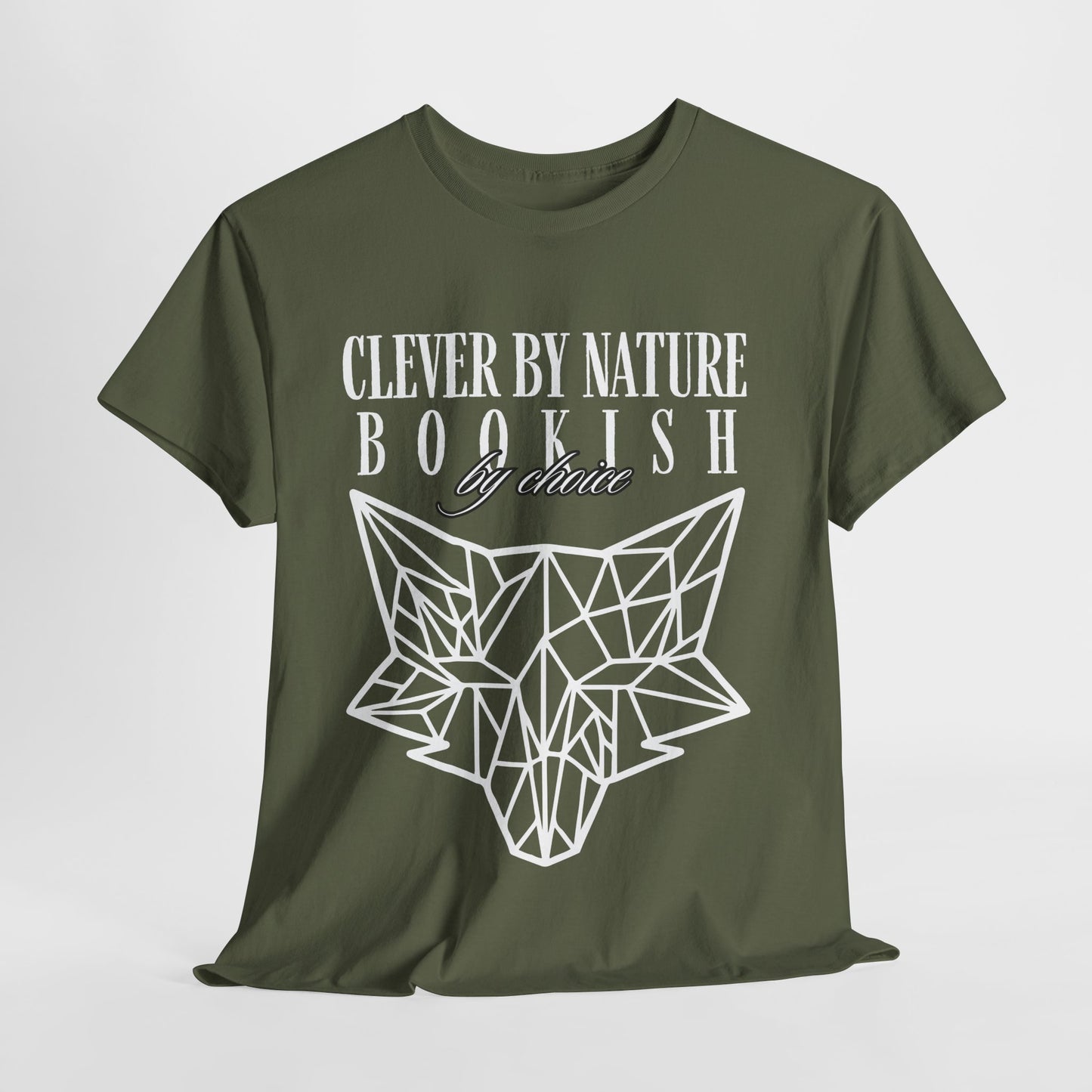 Teen/Adult Unisex – Clever by Nature Tee – Geometric Fox Design for Bookish Minds