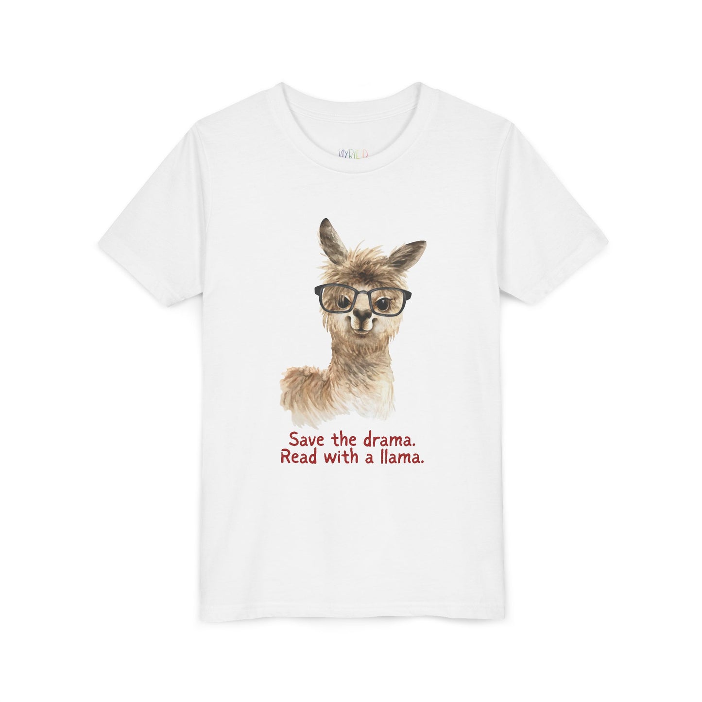 Youth Save the Drama, Read with a Llama T-Shirt – Funny Animal Book Lover Tee