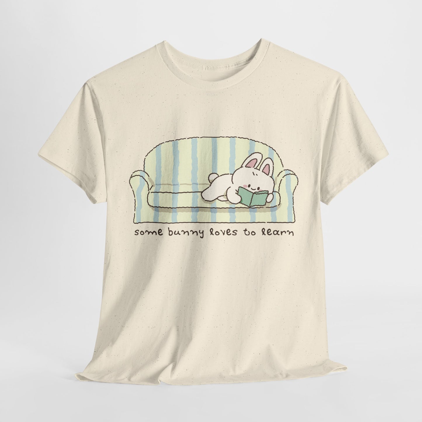 Teen/Adult Unisex “Some Bunny Loves to Learn” Reading Rabbit Tee – Cozy Book Lover Gift