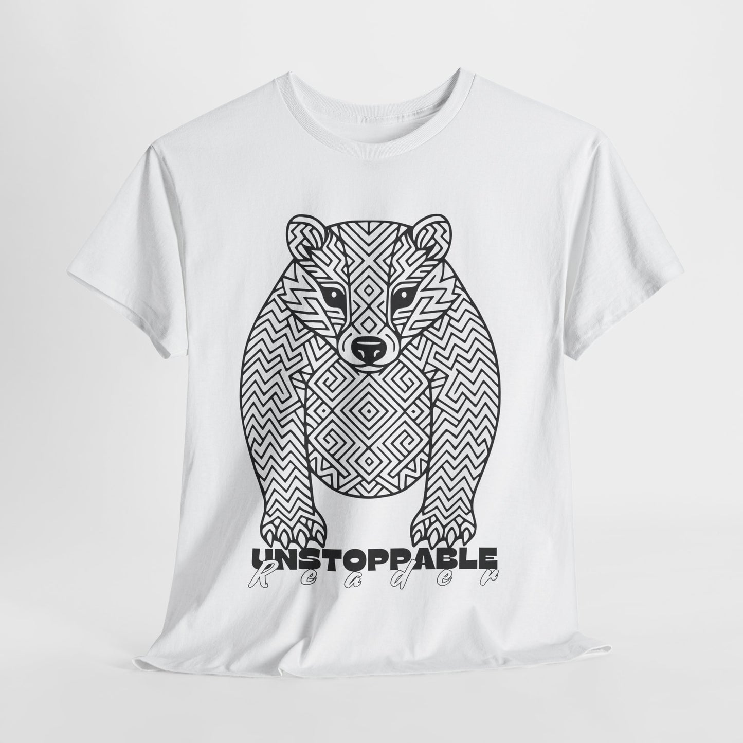 Teen/Adult Unisex – Unstoppable Reader Honey Badger Tee – Fierce Gift for Relentless Bookworms