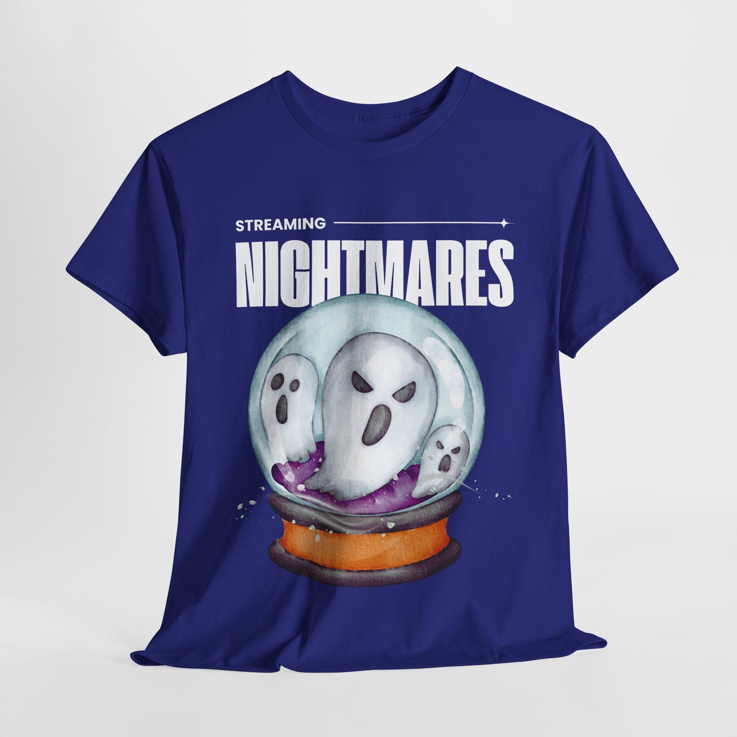 Teen/Adult Unisex "Streaming Nightmares" Ghost Globe T-Shirt – Haunted Horror Apparel