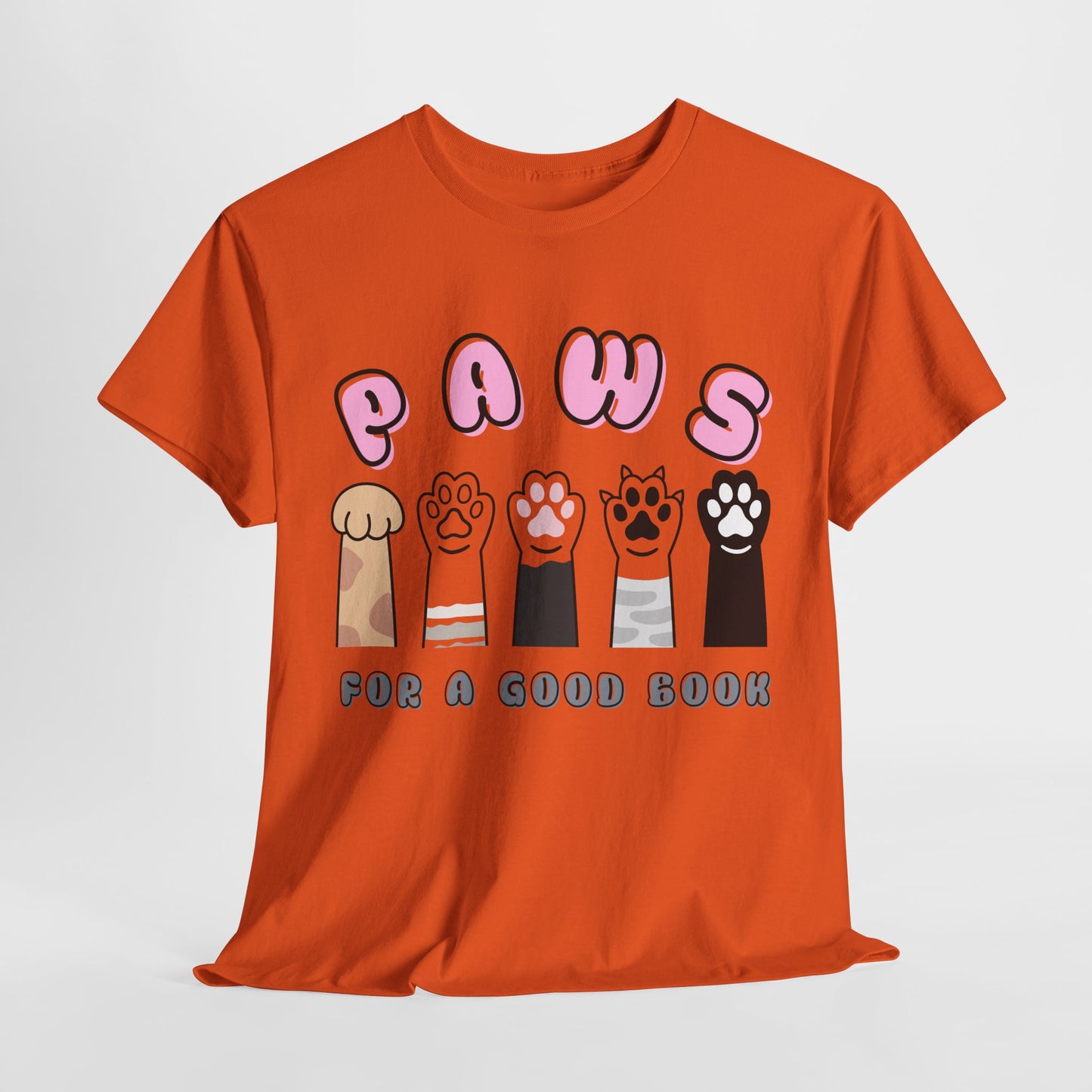 Teen/Adult Unisex “Paws for a Good Book” Cat Lovers Tee