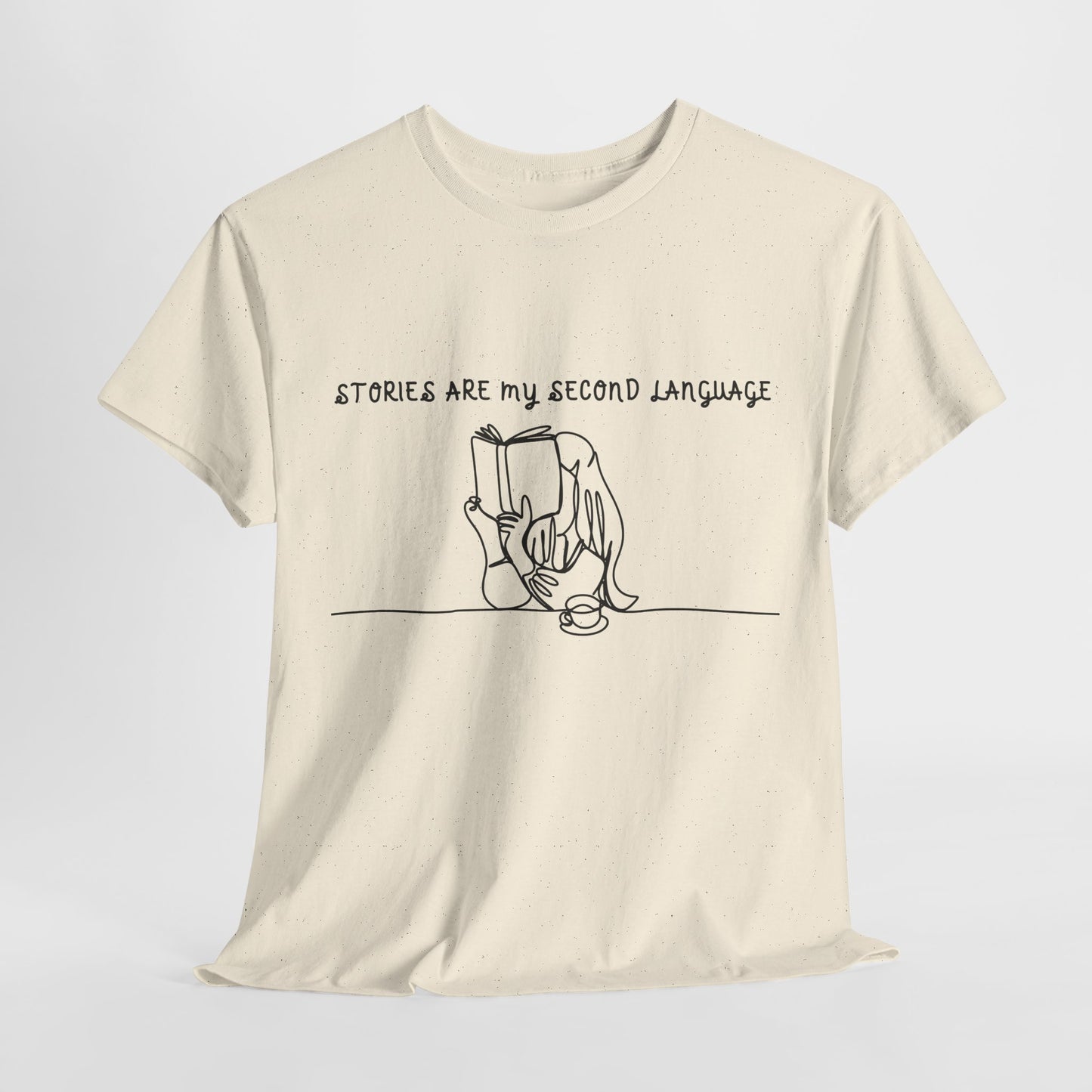 Teen/Adult Unisex Stories Are My Second Language Tee – For Readers Who Speak Book