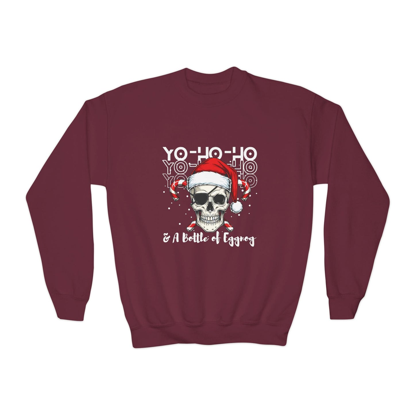 Youth Yo-Ho-Ho Skeleton Christmas Sweatshirt Printify