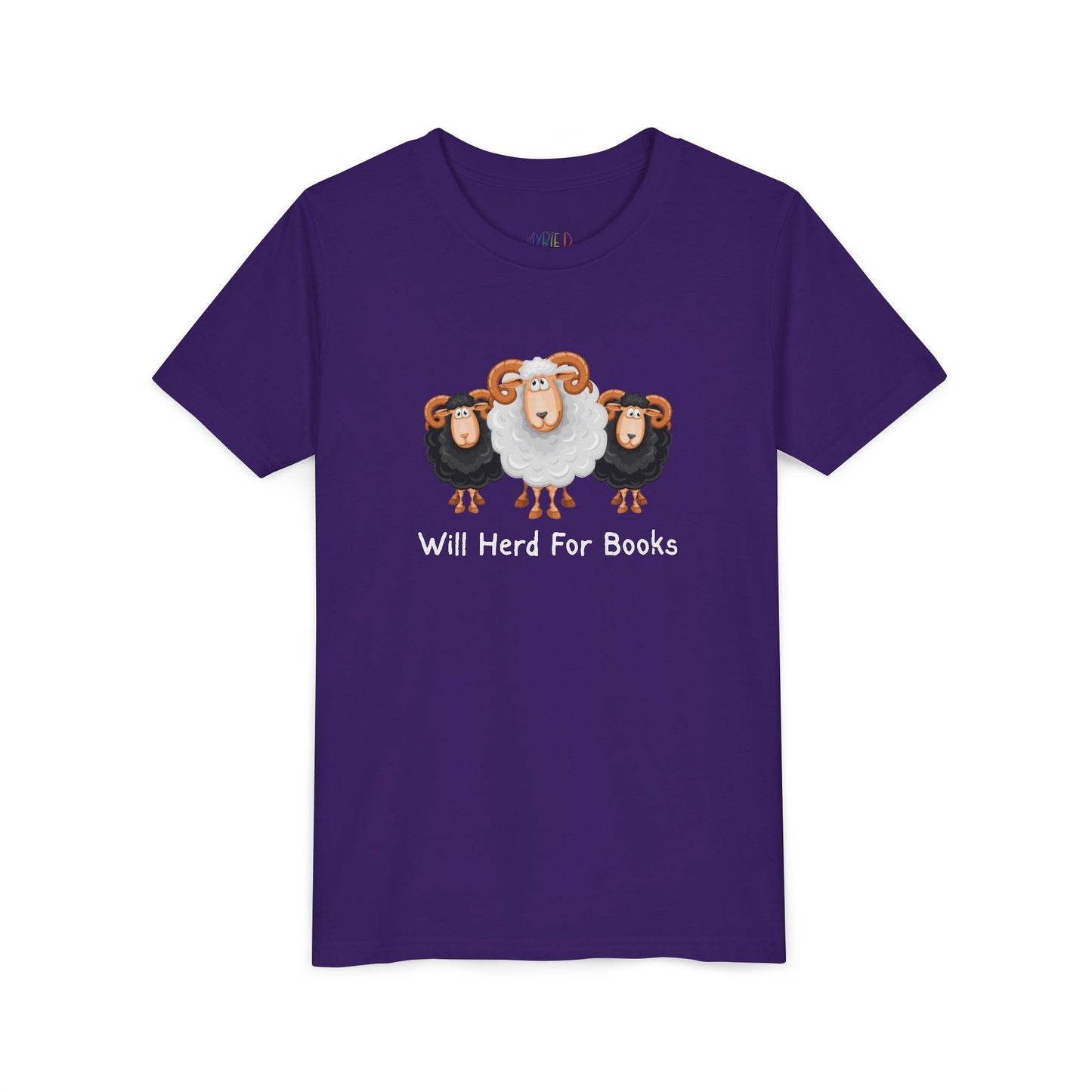 Youth Will Herd for Books T-Shirt – Funny Sheep Tee for Young Book Wranglers