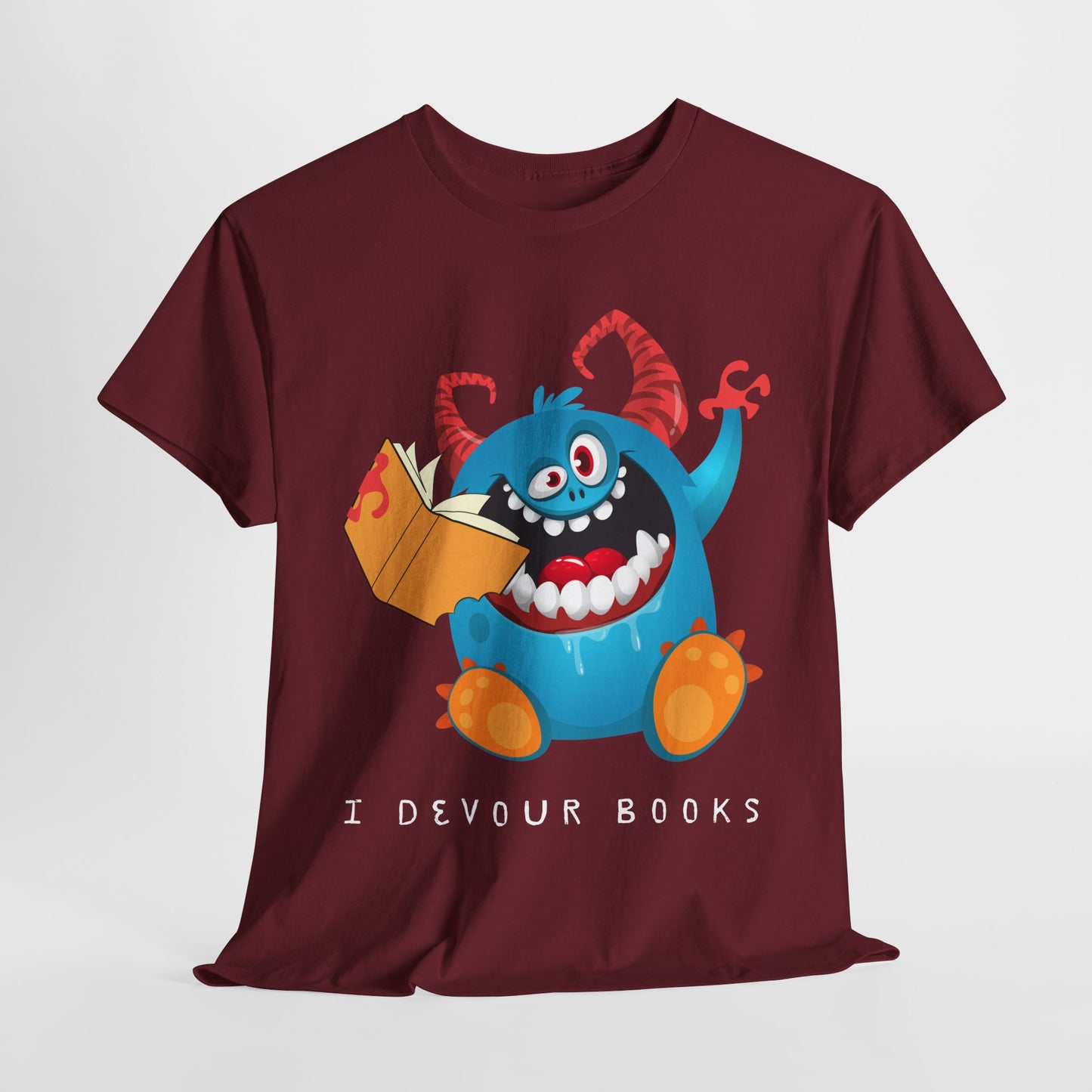 Teen/Adult Unisex “I Devour Books” Tee – Funny Gift for Voracious Readers & Lit Lovers