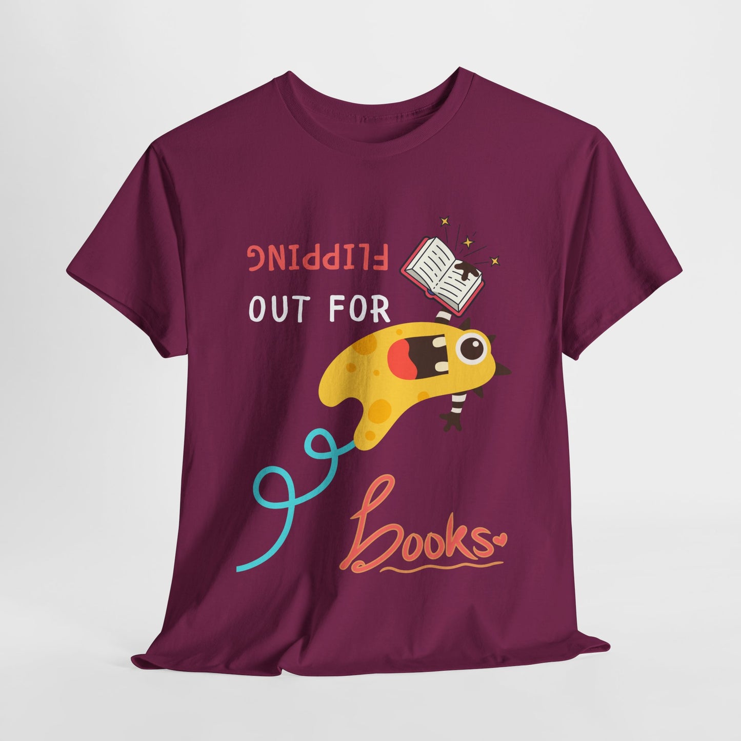 Teen/Adult Unisex Flipping Out for Books – Funny Upside-Down Reader Tee