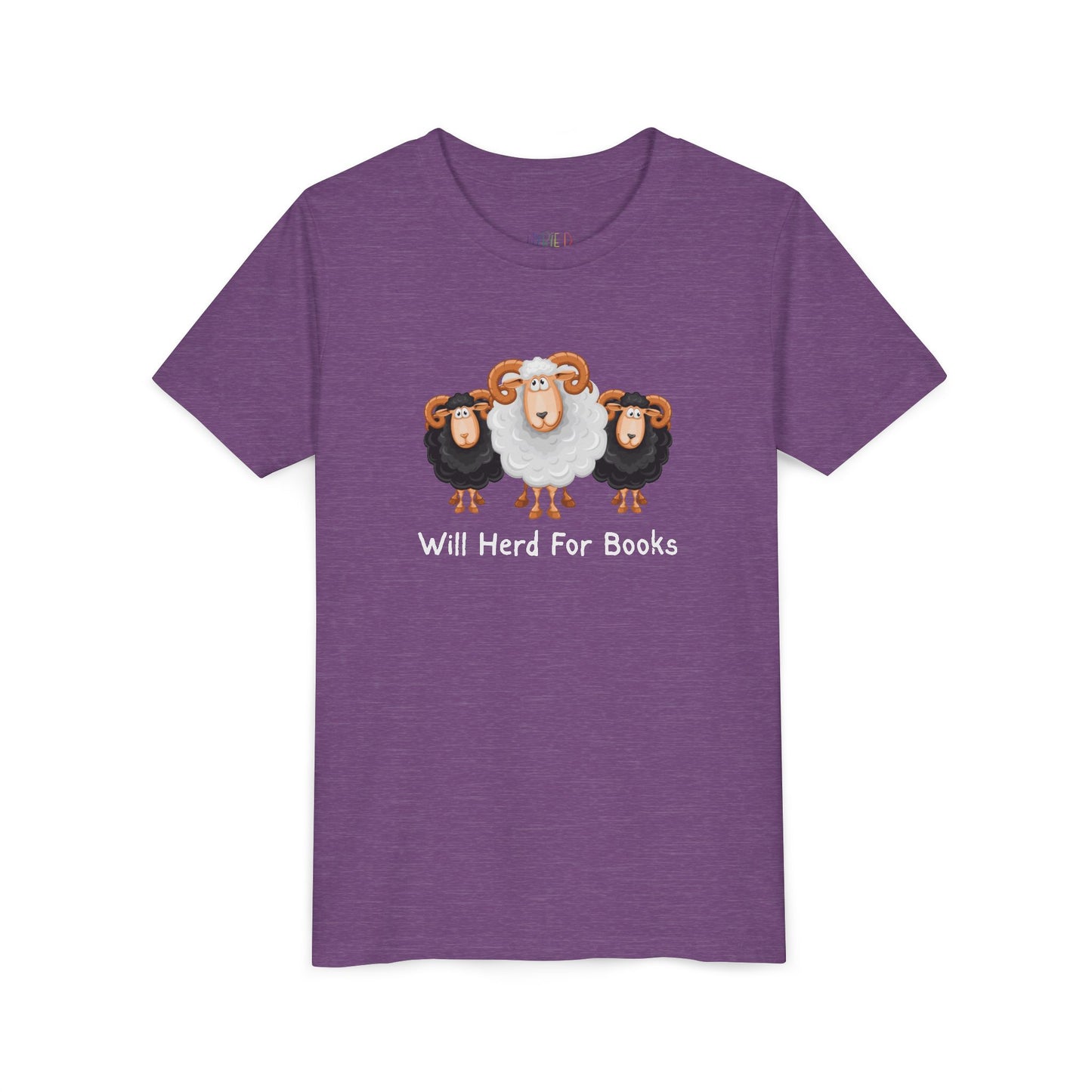 Youth Will Herd for Books T-Shirt – Funny Sheep Tee for Young Book Wranglers