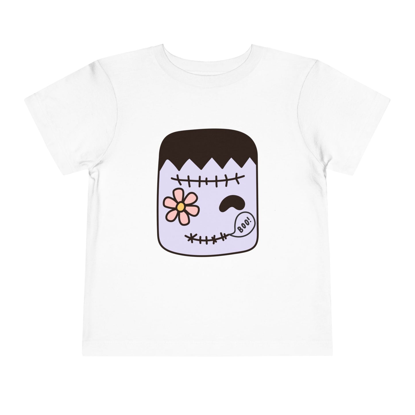 Toddler T-Shirt – Cute Boo Frankenstein Design, Halloween Toddler Tee
