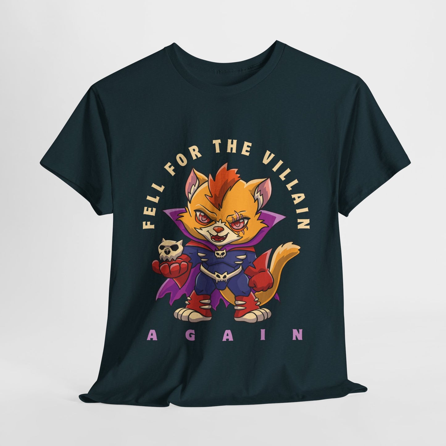 Teen/Adult Unisex “Fell for the Villain Again” Tee – Purrfectly Evil Book Crush Shirt