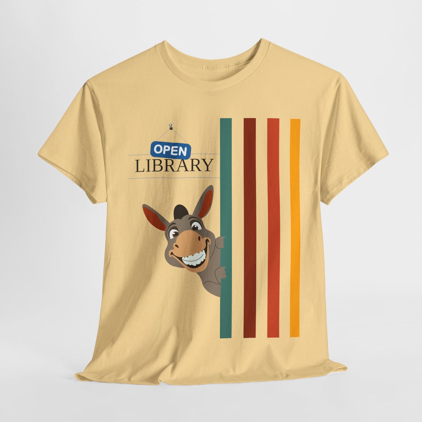 Teen/Adult Unisex Donkey Dell “Open Library” T-Shirt – Fun Literacy & Reading Graphic Tee