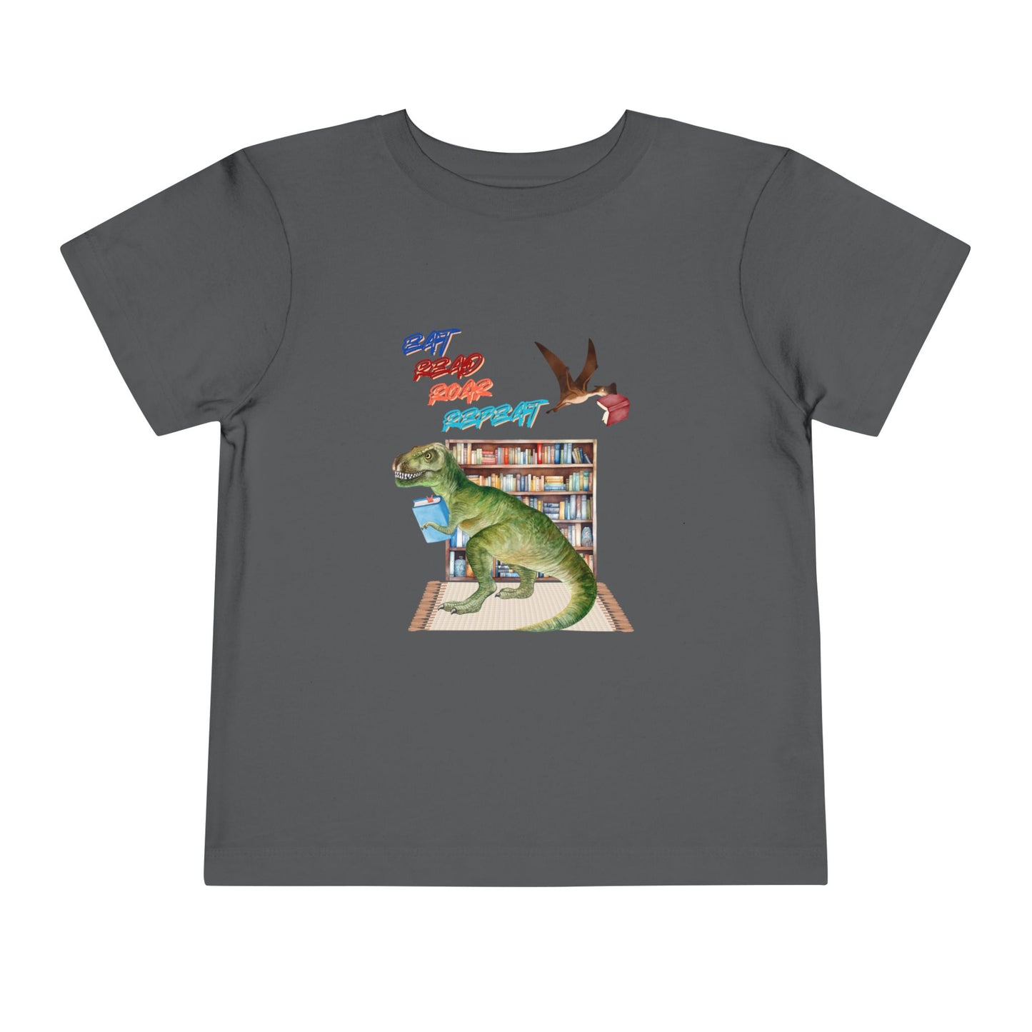 Toddler Eat. Read. Roar. Repeat. Dino Tee – Book-Loving T-Rex Shirt for Kids