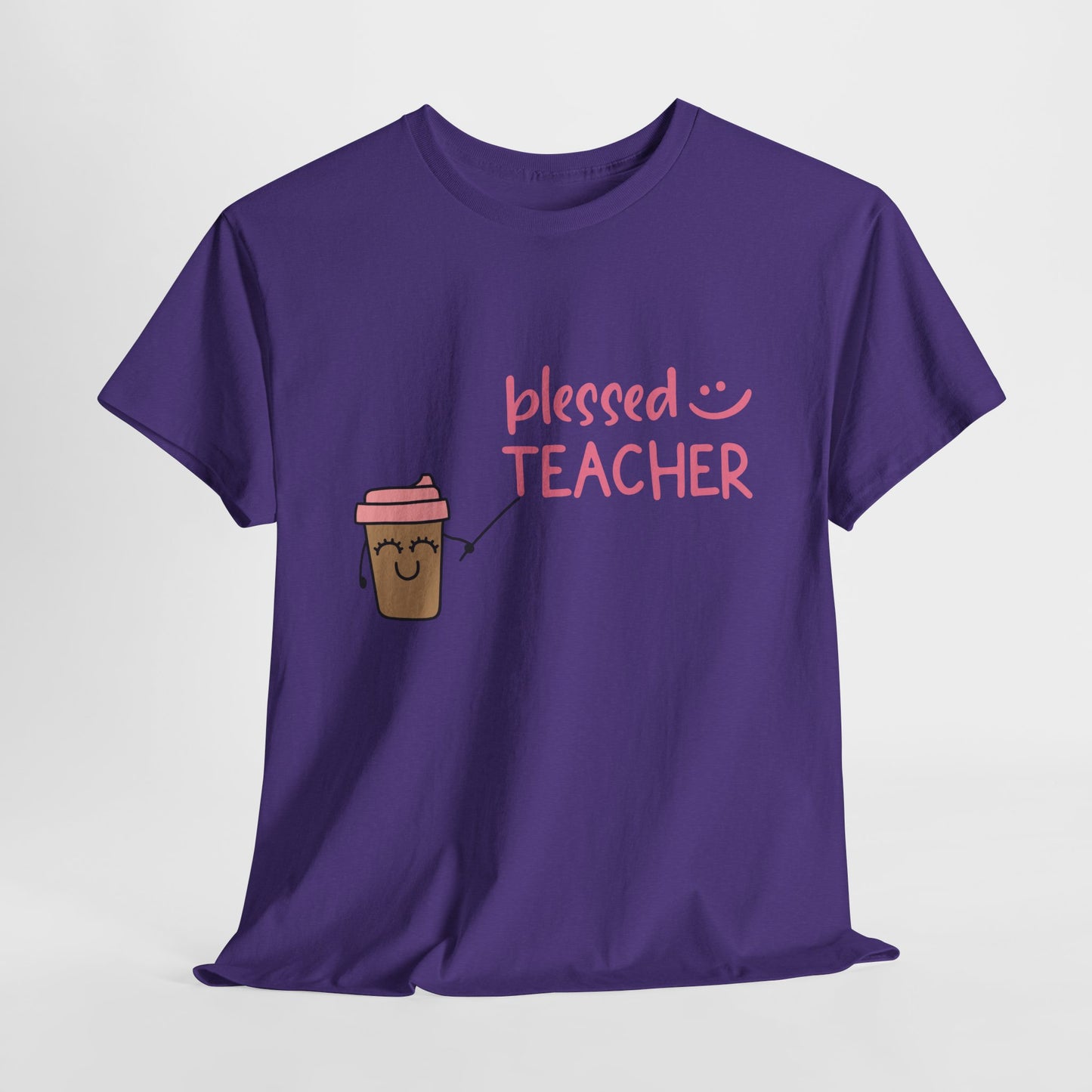 Teen/Adult Unisex Blessed Teacher Coffee Tee – Cute & Cozy for Caffeinated Educators