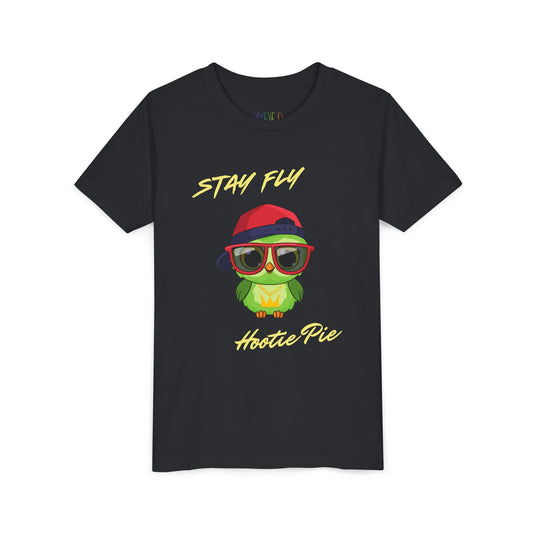 Youth Stay Fly Hootie Pie Tee – Funny Owl Shirt for Cool Kids, Retro Streetwear Style