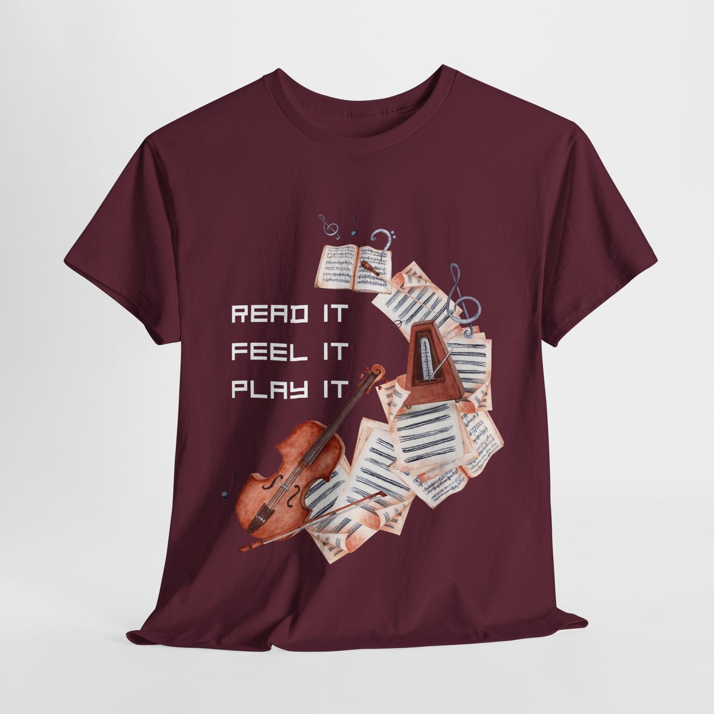 Teen/Adult Unisex Read It, Feel It, Play It Tee – A Symphony for Storytellers and Musicians