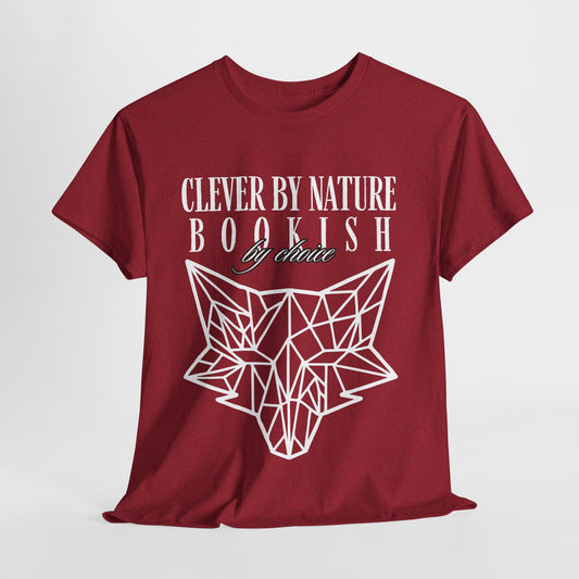 Teen/Adult Unisex – Clever by Nature Tee – Geometric Fox Design for Bookish Minds