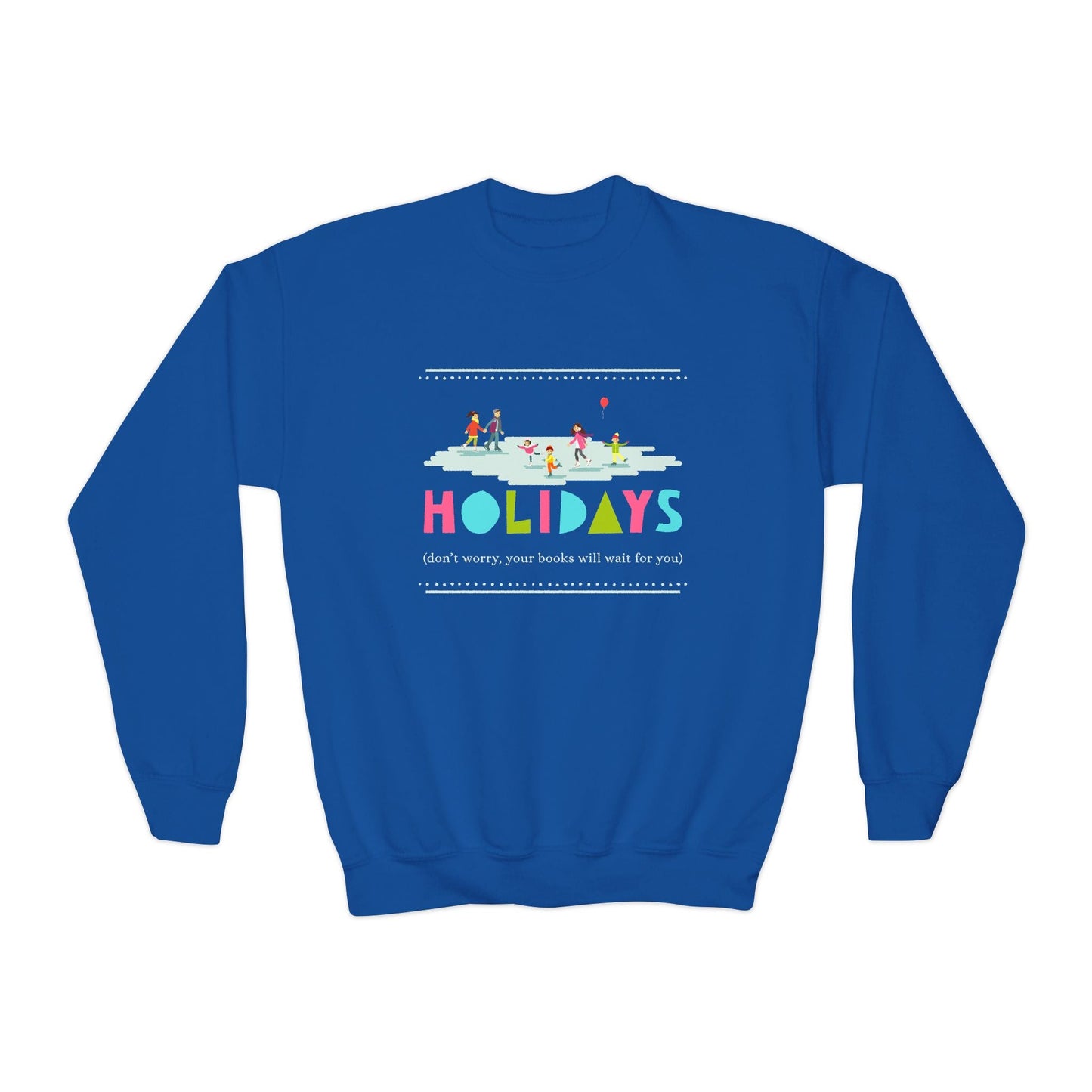 Youth Holidays Ice Skating Sweatshirt â€“ Cozy Winter Reading Break Design Printify