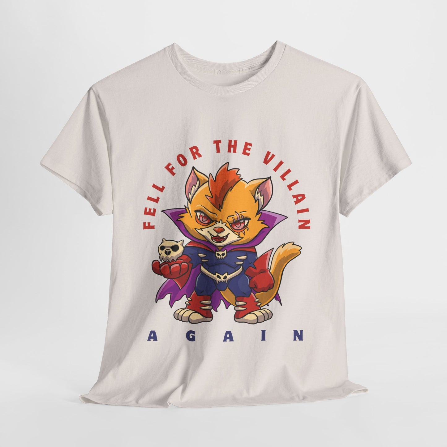 Teen/Adult Unisex “Fell for the Villain Again” Tee – Purrfectly Evil Book Crush Shirt