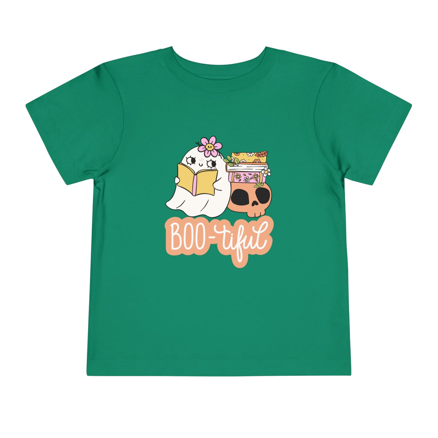 Toddler Boo-tiful Halloween Ghost, Skull and Books T-Shirt