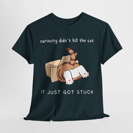Teen/Adult Unisex Curiosity Cat Tee – Funny Gift for Bookish Cat Lovers