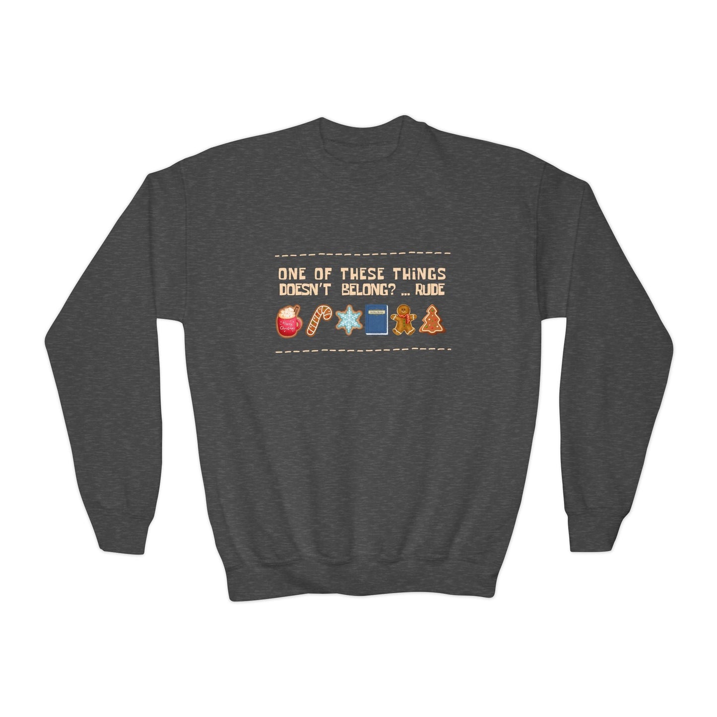 Youth One of These Things Sweatshirt â€“ Funny Holiday Mismatch Design Printify