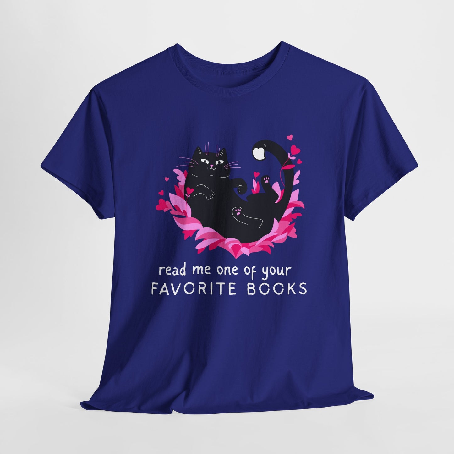 Teen/Adult Unisex Favorite Books Cat Tee – For Stories Best Shared