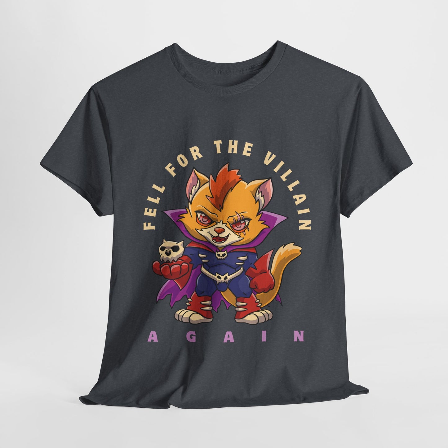 Teen/Adult Unisex “Fell for the Villain Again” Tee – Purrfectly Evil Book Crush Shirt