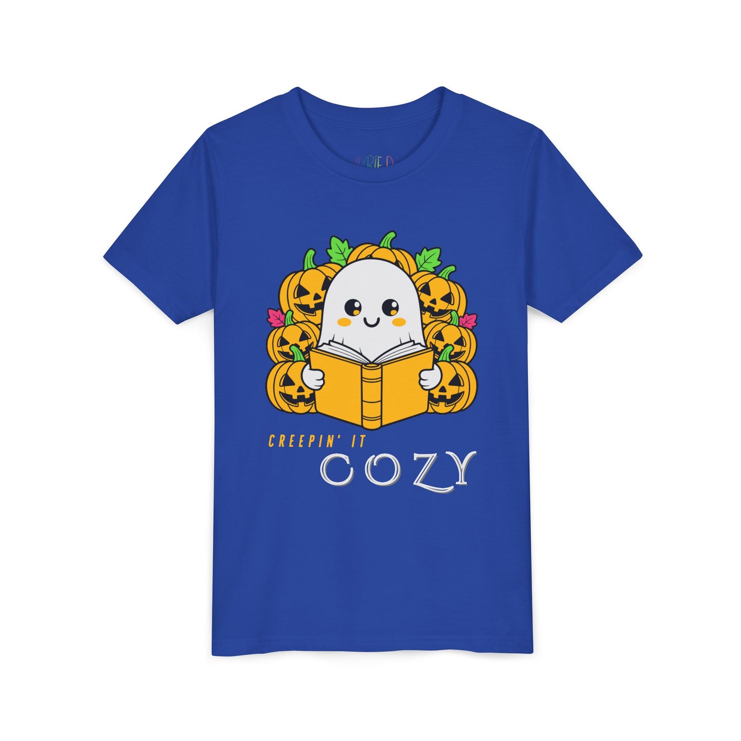 Youth Creepin’ It Cozy Tee – Fun Halloween Ghost & Pumpkins Reading Shirt