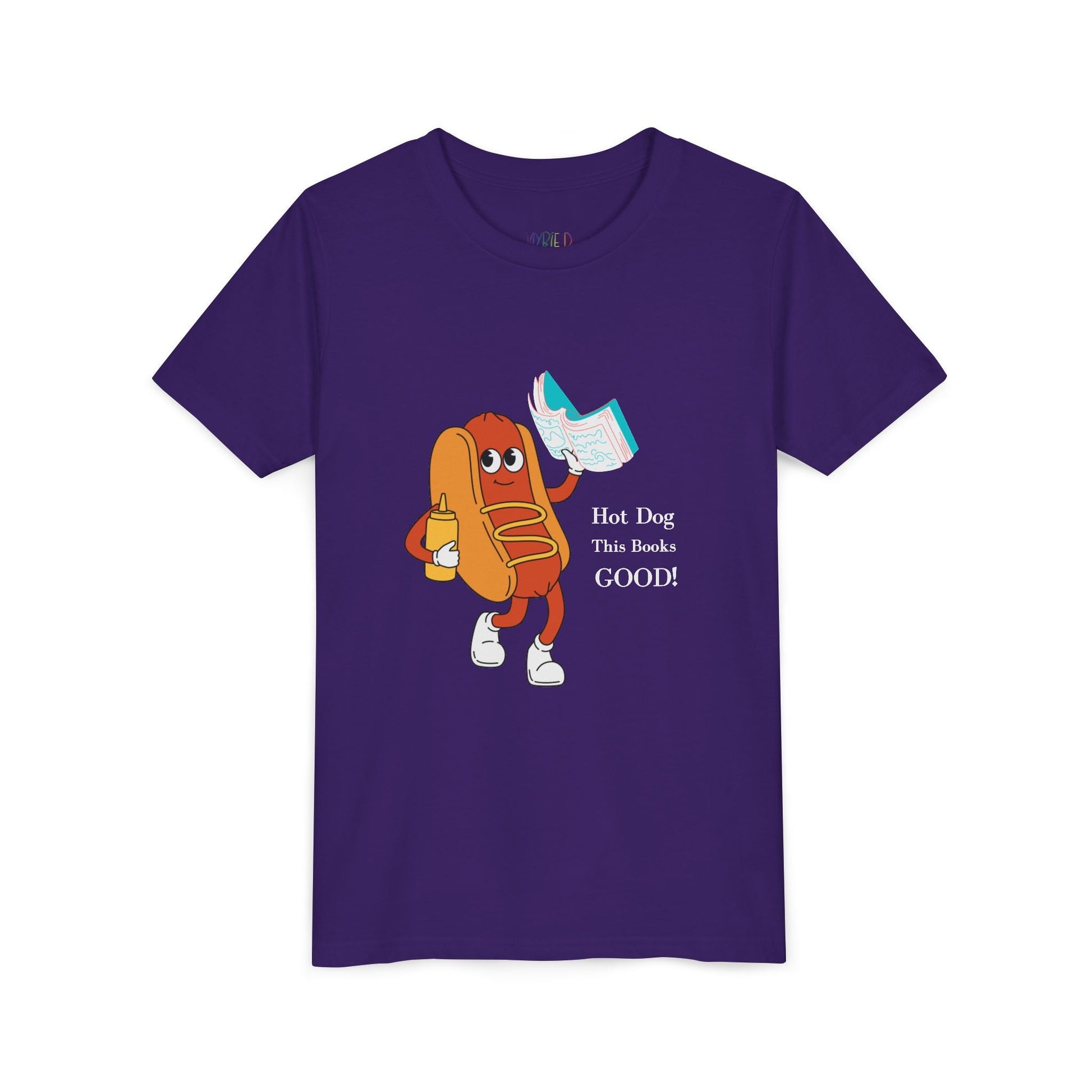Youth Hot Dog This Book’s Good! Tee – Punny Apparel for Book-Loving Kids, A perfect pick for readers with a sense of humor (and a love for snacks)! Printify