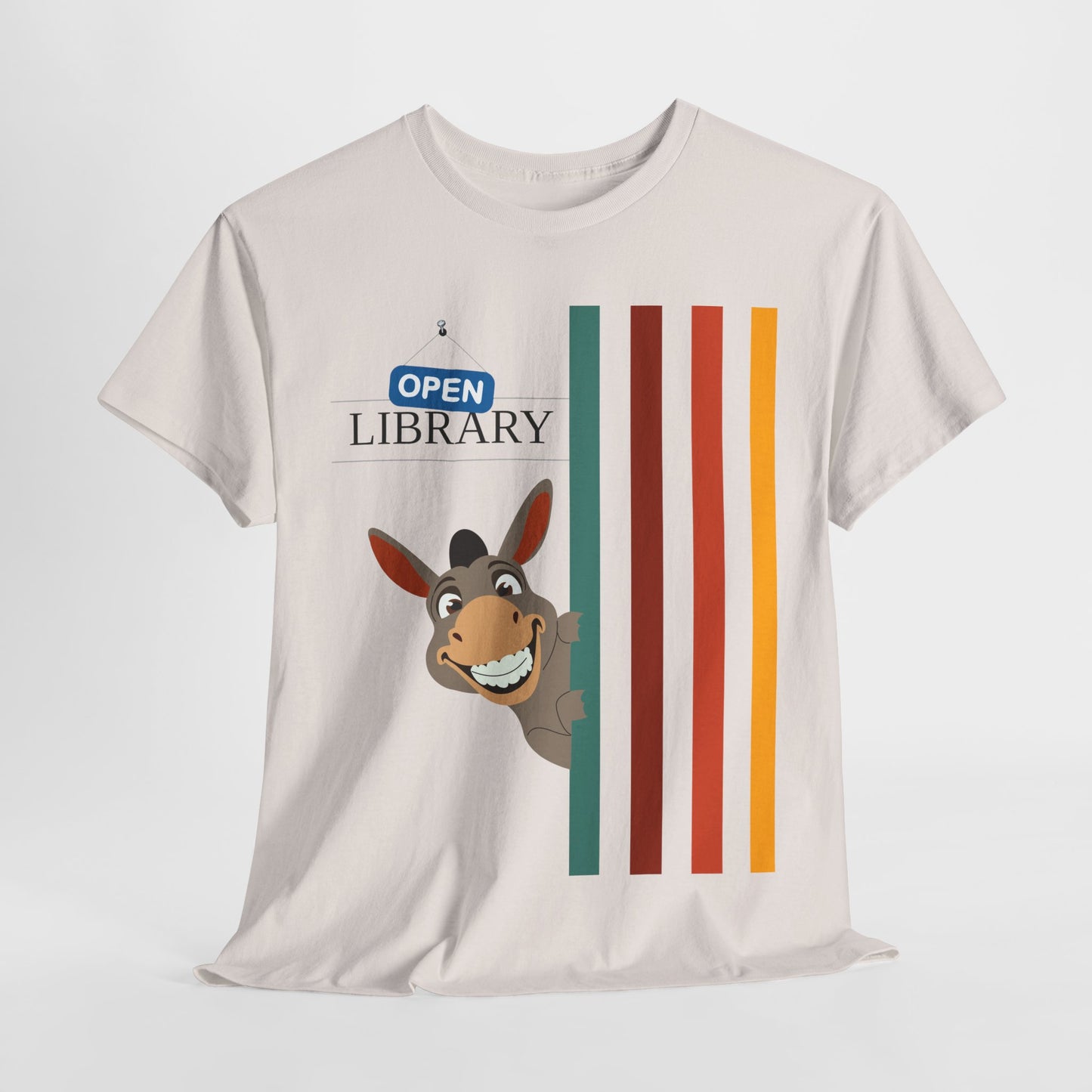 Teen/Adult Unisex Donkey Dell “Open Library” T-Shirt – Fun Literacy & Reading Graphic Tee