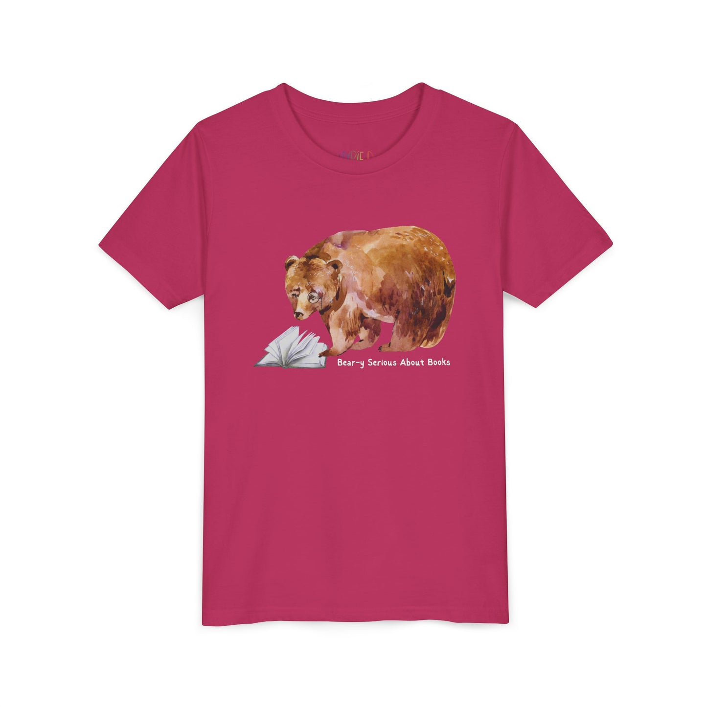 Youth Bear-y Serious About Books Tee – Funny Bear Shirt for Book-Loving Kids