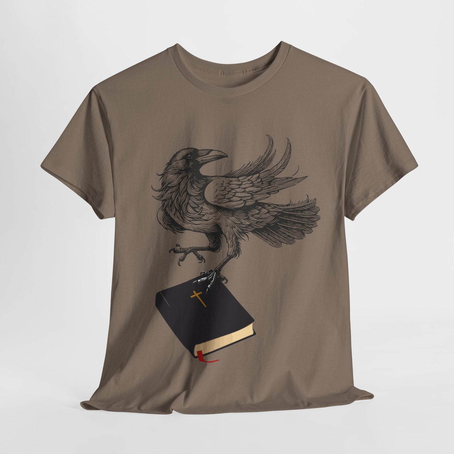 Teen/Adult Unisex Raven Carrying Book T-Shirt – Gothic Horror Reader Graphic Tee