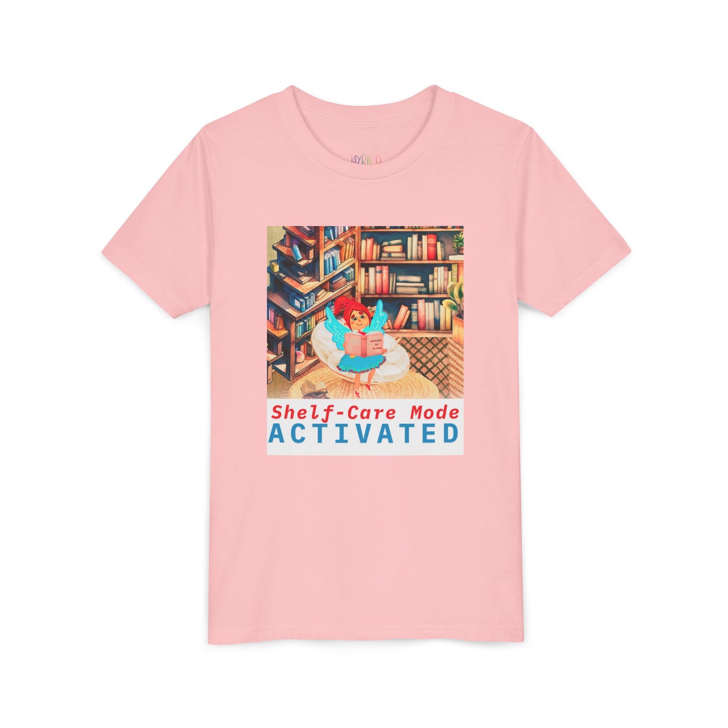 Youth Shelf-Care Mode Activated Youth Tee – Recharge with a Good Book
