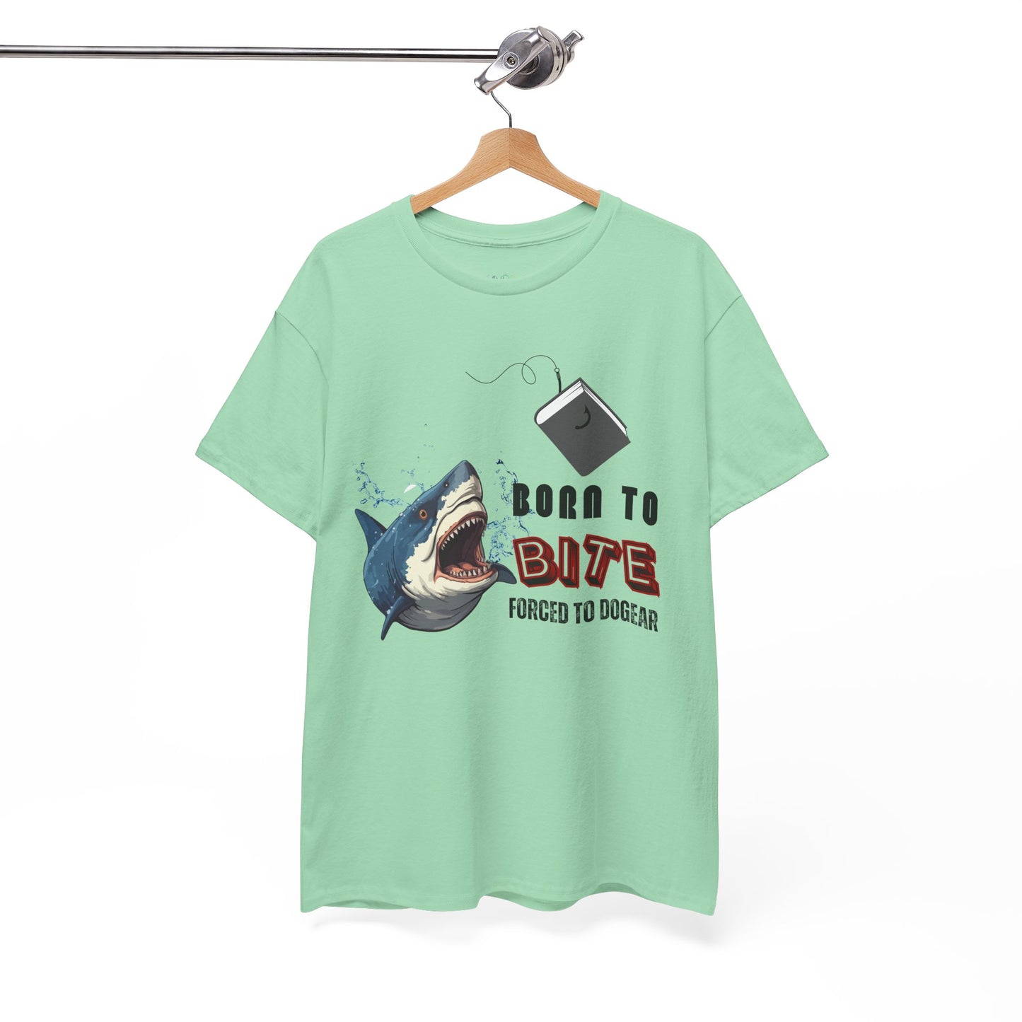 Teen/Adult Unisex Born to Bite Tee â€“ Funny Shark Shirt for Bold Book Lovers